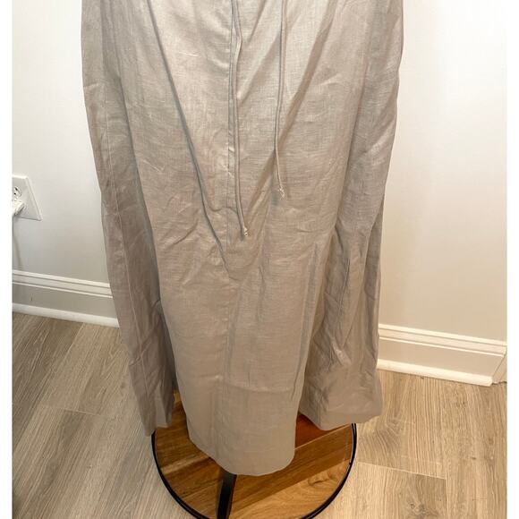 Enza Costa Linen Laced Open Back Maxi Dress In Mist Taupe Size Medium New - Picture 12 of 15